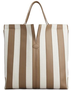 Tod's Striped Handbag - Natural