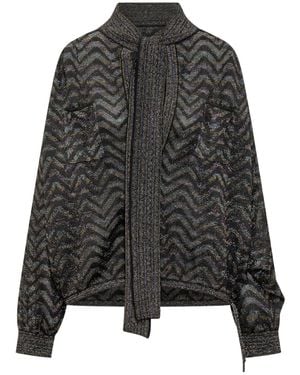 Missoni Seraphim Chevron Tie-Neck Cardigan - Black