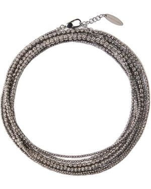 Brunello Cucinelli Logo Engraved Beaded Bracelet - Metallic