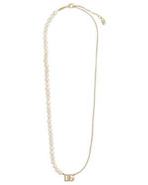 Dolce & Gabbana Dg Logo Pendant Link Necklace - White