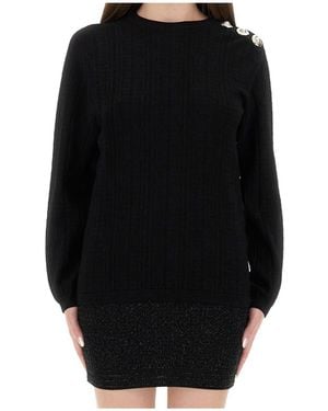 Balmain Logo Monogram Sweater - Black