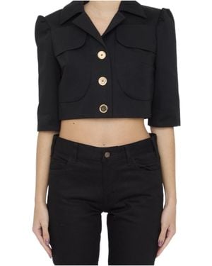 Patou Single-Breasted Cropped Blazer - Black