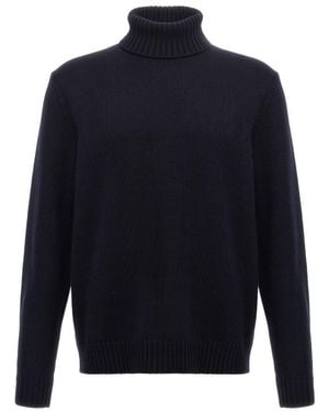 Zanone Turtleneck Wool Knitwear - Blue