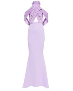 Safiyaa Louella Crêpe And Satin Halterneck Gown - Purple