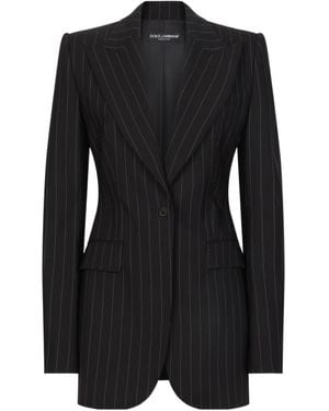 Dolce & Gabbana Pinstriped Single-Breasted Tailored Blazer - Black