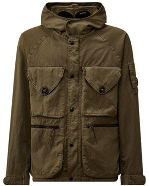 C.P. Company Panama-R Hooded Button Jacket - Green