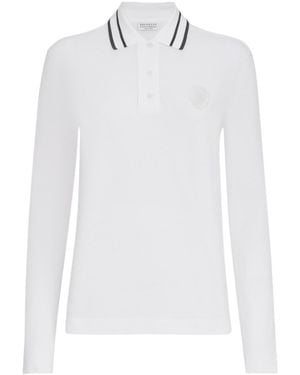 Brunello Cucinelli Stretch-Cotton Piqué Polo Shirt With Logo - White