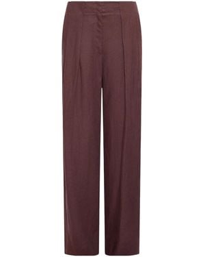 Marella Washed Linen Trousers - Purple