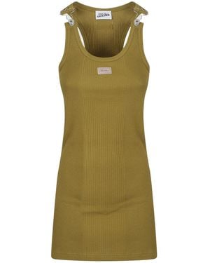 Jean Paul Gaultier Ribbed Patch Mini Knitted Dress - Green