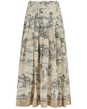 ALÉMAIS Scout Pleated Midi Skirt - Natural