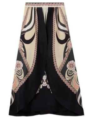 La DoubleJ Floral-Print Midi Skirt - Black