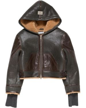 Acne Studios Hooded Leather Jacket - Brown