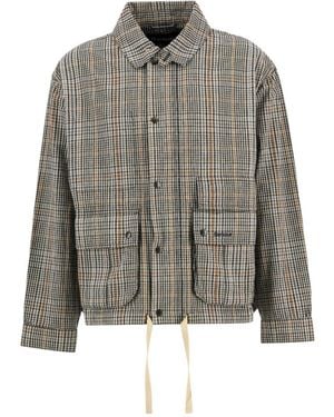 Barbour Plaid-Pattern Drawstring-Hem Coat - Gray