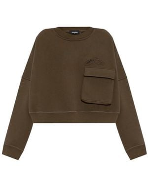 DSquared² Icon New Generation Onion Cropped Fit Crewneck Sweatshirt - Natural