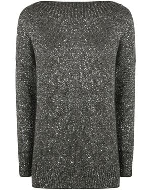 D.exterior Sequined Boatneck Knitwear - Gray