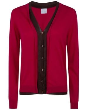 Paul Smith Contrast Trim V-Neck Cardigan - Red
