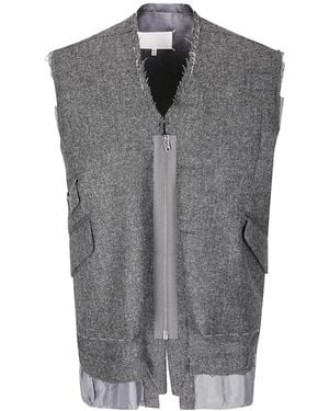 Maison Margiela Distressed Zipped Vest - Gray