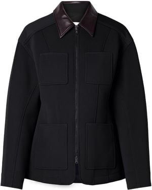 Tibi Contrast-Collar Zip-Up Jacket - Black
