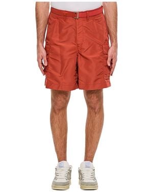 Sacai Belt-Loop Shorts - Red