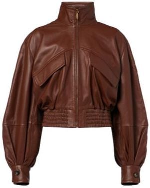 Zimmermann Luna Leather Bomber Jacket - Brown