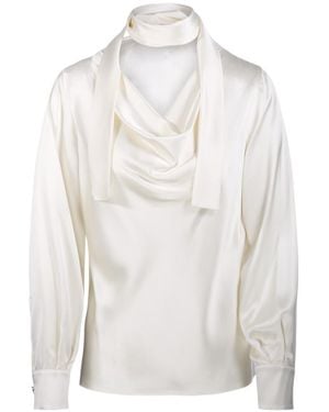 Max Mara Scarf-Detailed Blouse - White