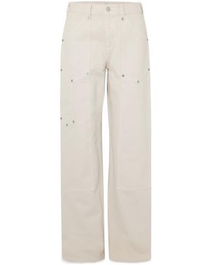 RE/DONE Workwear Frayed Embellished Mid-Rise Boyfriend Jeans - White