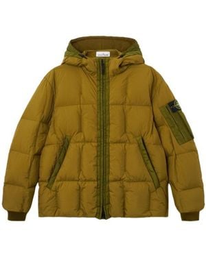 Stone Island Hooded Down Jacket With Wind Resistance And Anti-Drop - Green