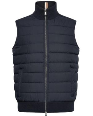 BOSS High-Necked Sleeveless Cotton Coat - Blue