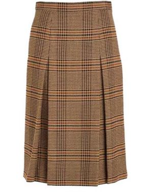 Saint Laurent Casual Plaid Pleated Skirt - Brown