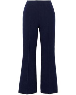 High Sport Kick Cropped Stretch-Cotton Flared Pants - Blue