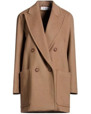 Max Mara Woolen Double-Breasted Overcoat - Brown
