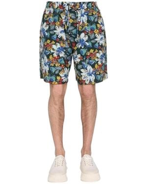 YMC Floral Print Shorts - Blue