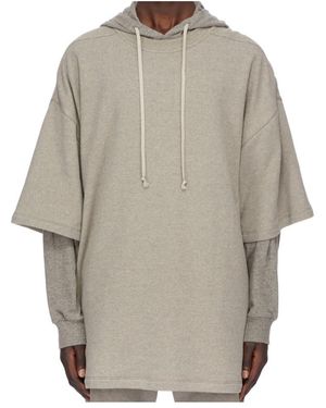 Rick Owens Drawstring Double-Layered Hoodie - Grey