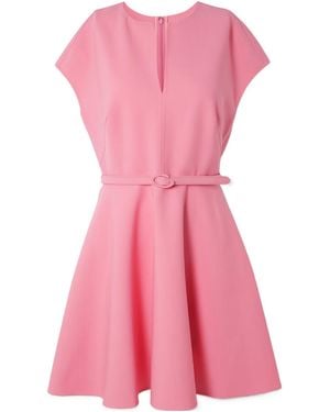 Oscar de la Renta Belted Stretch-Wool Crepe Mini Dress - Pink