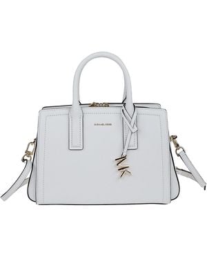 MICHAEL Michael Kors Laila Small Pebbled Satchel Bag - White