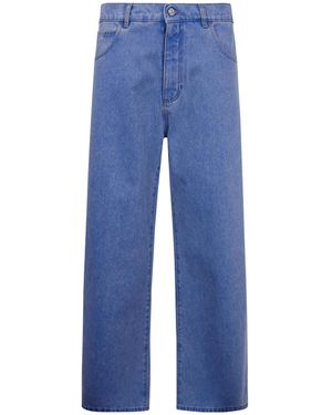 Marni Logo-Patch Straight-Leg Jeans - Blue