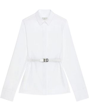 Givenchy Buckle Belt Collared Long-Sleeve Shirt - White