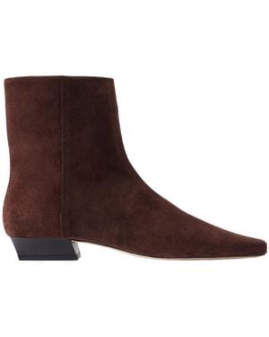 STAUD Solid Color Suede Ankle Boots - Brown