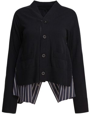 Sacai Layered Knit Cardigan - Black