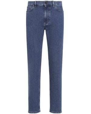 ZEGNA Logo Patch Straight-Leg Jeans - Blue