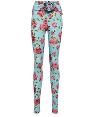 Magda Butrym Floral-Appliqué Printed Leggings - Blue