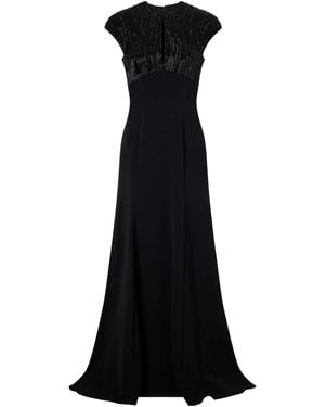 Jenny Packham Moonveil Embellished Georgette-Crepe Gown - Black