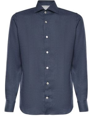 Eleventy Slim Fit Long-Sleeve Shirt - Blue