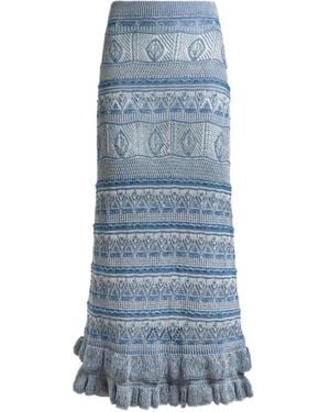 Etro Ruffled Maxi Skirt - Blue