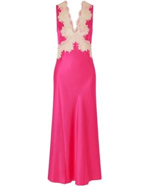 RIXO London Lysandra Lace-Trimmed Satin Midi Dress - Pink
