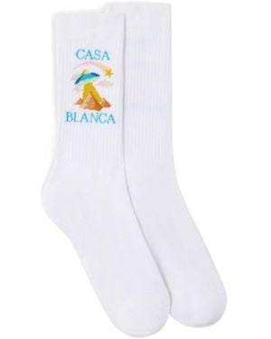 CASABLANCA Logo Crew Socks - White