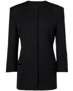 Calvin Klein Ribbed-Knit Wool Blazer - Black