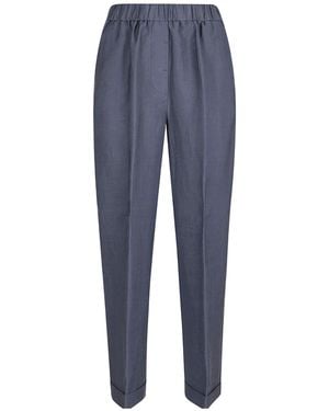 Peserico Elastic-Waist Tapered Pants - Blue