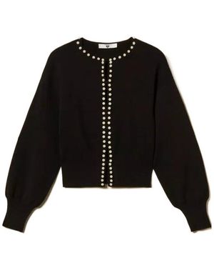 Twinset Pearl-Embellished Cardigan - Black