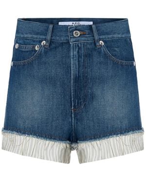 A.P.C. Layered Mid-Rise Denim Shorts - Blue